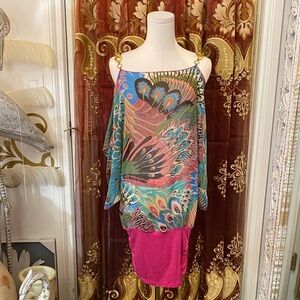 Vintage Peacock Semi Sheer Top Dress
